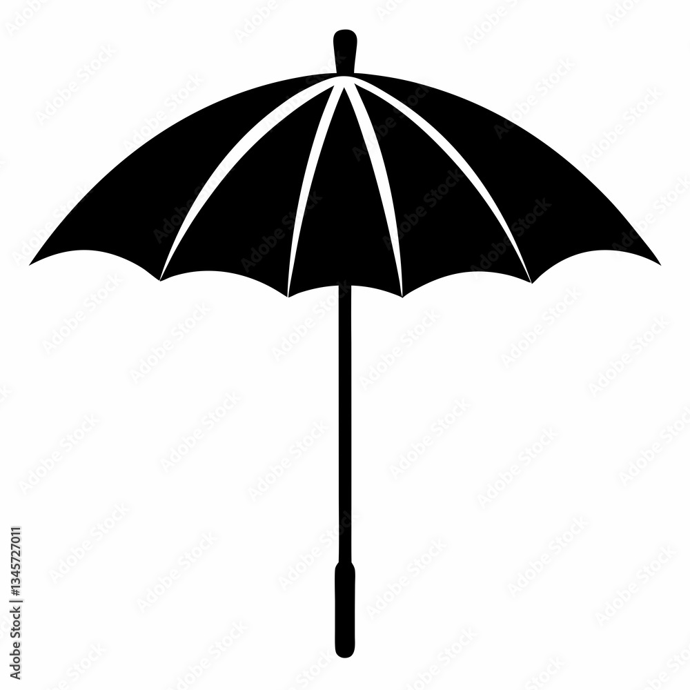 Simple Parasol Vector Design in Black on White Simple Parasol Vector Design in Black on White