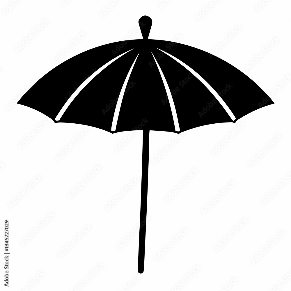 Simple Parasol Vector Design in Black on White Simple Parasol Vector Design in Black on White