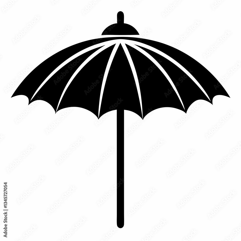 Simple Parasol Vector Design in Black on White Simple Parasol Vector Design in Black on White