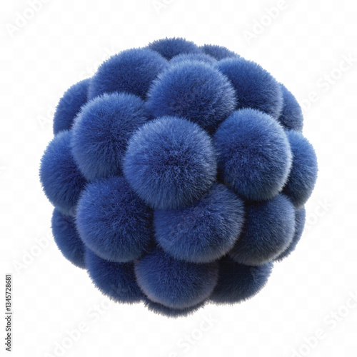 abstract 3d rendering soft fluffy fur ball in different colour style isolated on white background 