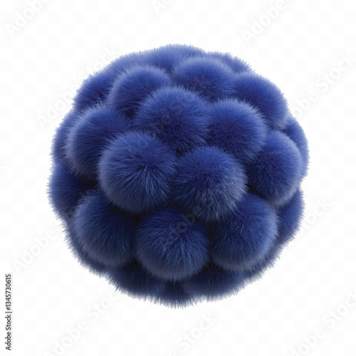 abstract 3d rendering soft fluffy fur ball in different colour style isolated on white background 