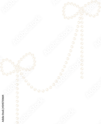 Coquette bow line pearl bead chain decorative illustration
