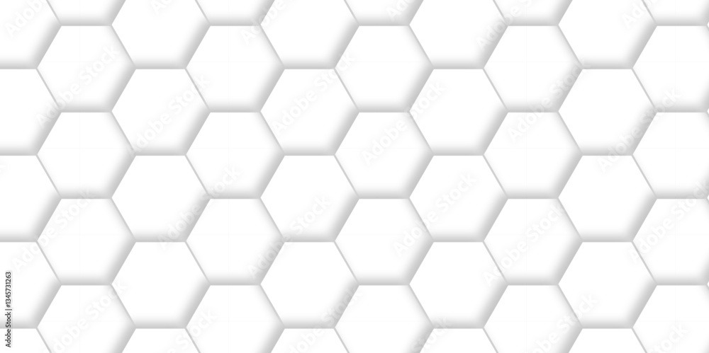 Abstract white Hexagonal Background. Luxury White Pattern. Vector Illustration. 3D Futuristic minimal honeycomb mosaic white background. geometric mesh cell texture. modern futuristic wallpaper.
Abstract white Hexagonal Background. Luxury White Pattern. Vector Illustration. 3D Futuristic minimal honeycomb mosaic white background. geometric mesh cell texture. modern futuristic wallpaper.