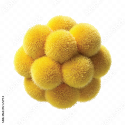 abstract 3d rendering soft fluffy fur ball in different colour style isolated on white background 