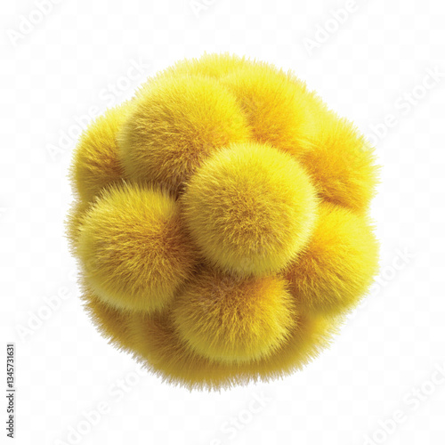abstract 3d rendering soft fluffy fur ball in different colour style isolated on white background 