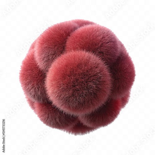 abstract 3d rendering soft fluffy fur ball in different colour style isolated on white background 