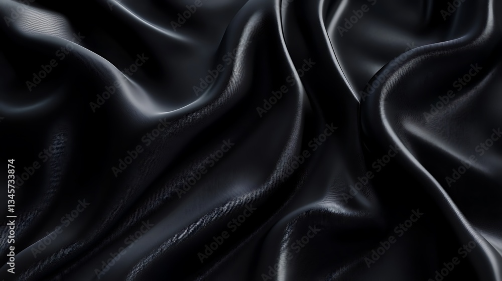 Obraz premium Elegant Draped Black Silk Fabric Texture