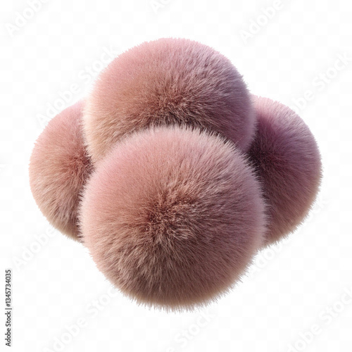 abstract 3d rendering soft fluffy fur ball in different colour style isolated on white background 