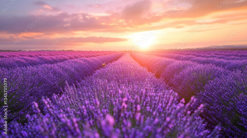 Fototapeta premium Lavender Field Sunset Glow