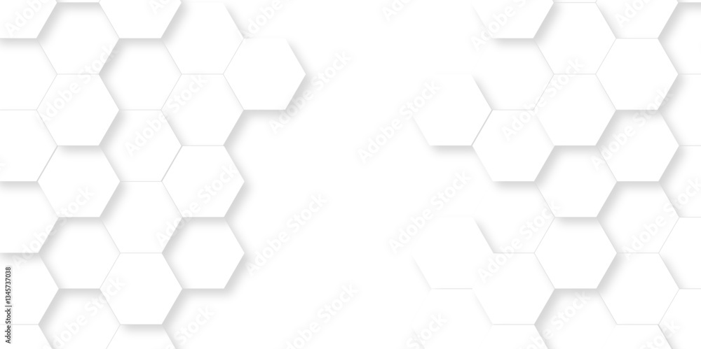 Abstract white Hexagonal Background. Luxury White Pattern. Vector Illustration. 3D Futuristic minimal honeycomb mosaic white background. geometric mesh cell texture. modern futuristic wallpaper.
Abstract white Hexagonal Background. Luxury White Pattern. Vector Illustration. 3D Futuristic minimal honeycomb mosaic white background. geometric mesh cell texture. modern futuristic wallpaper.