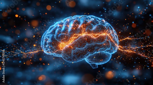 Wallpaper Mural Abstract brain model, glowing neural network Torontodigital.ca