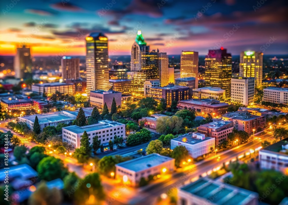 Fototapeta premium Sacramento Skyline Night - Miniature Tilt-Shift Cityscape