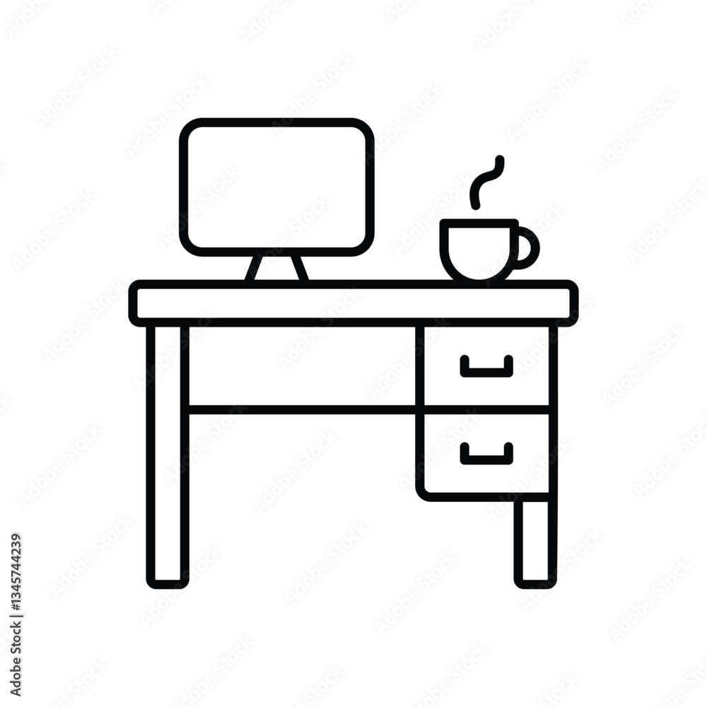Workplace icon isolated on a white background. Vector illustration. Workplace icon isolated on a white background. Vector illustration.
