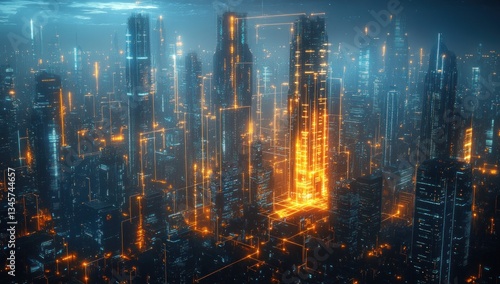 Wallpaper Mural digital metropolis a network of light over a vast cityscape illustrating hyperconnectivity in urban future Torontodigital.ca