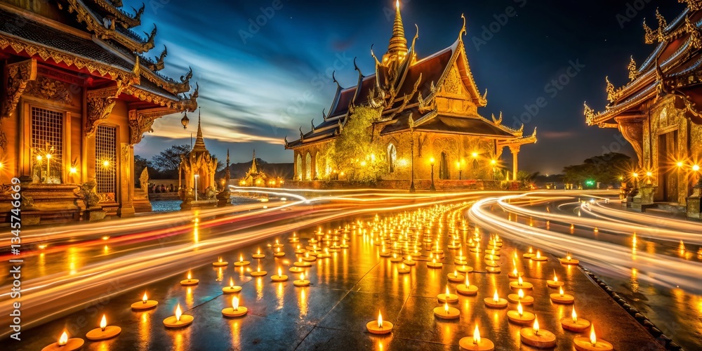 Obraz premium Serene Long Exposure: Spiritual Light Trails at Sacred Site
