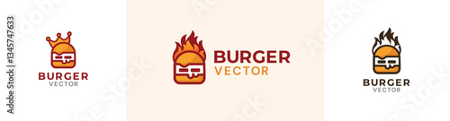 Fire burger vector logo design 
