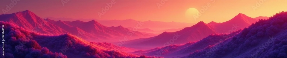 Fototapeta premium Warm-toned, glowing abstract digital hills and valleys, mystical, art, hills