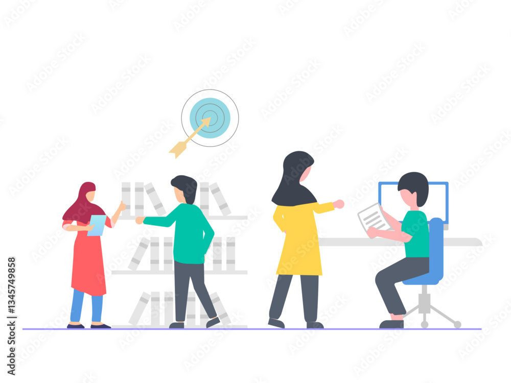 Employee management, vector illustration for web, presentation slides, print, etc Employee management, vector illustration for web, presentation slides, print, etc