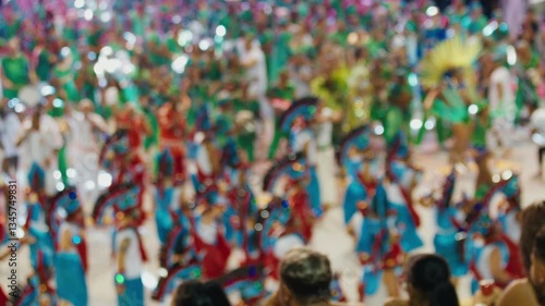 Wallpaper Mural Brazilian carnival. Naturally blurred footage of the brazilian carnival and parade of school of samba performing on a sambodrome. People dance and celebrate on night parade of school of samba Torontodigital.ca