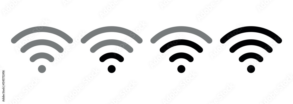 WiFi signal strength indicator fading from weak to strong