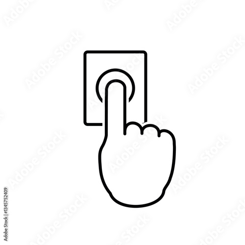 Finger Pressing Doorbell Icon in Line Art Style