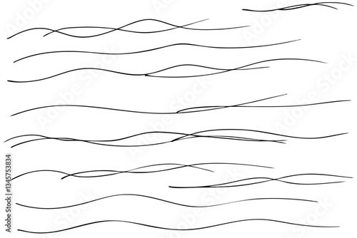 手描きの文字の下の線　アンダーラインセット　ベクター