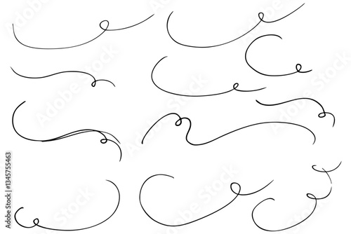 手描きの文字の下の線　アンダーラインセット　ベクター