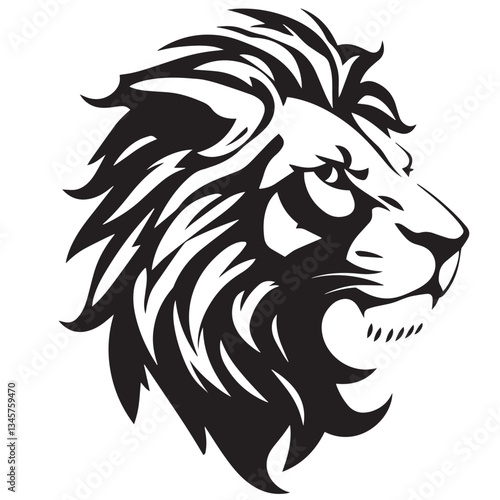 Lion head majestic logo vector silhouette shows power and strenght illustration design.