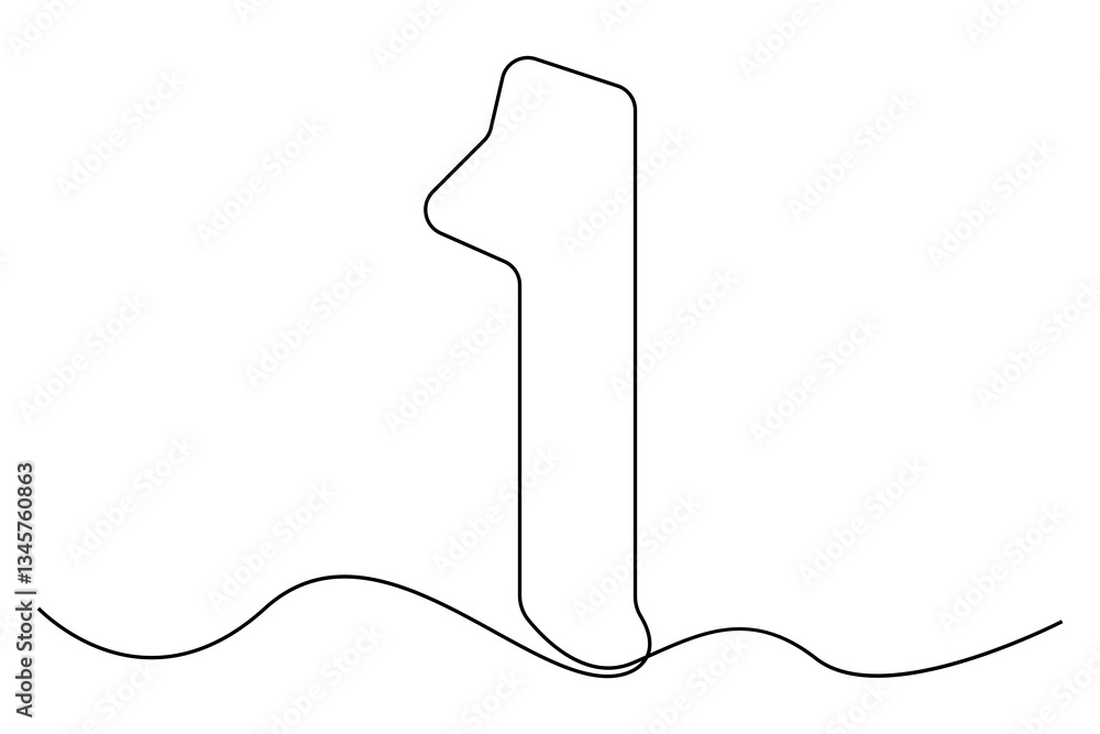 Obraz premium Continuous editable line drawing of number 1. editable One line drawing of number 1 icon Vector illustration 
