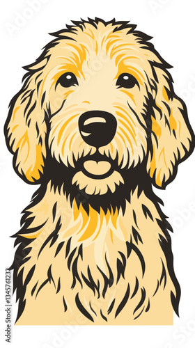 Charming Golden Doodle Dog Illustration for Pet Lovers and Home Decor Enthusiasts