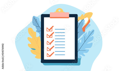 Online Employment Contract Checklist Vector Illustration with Checkboxes for Task Completion