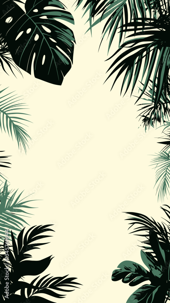 Obraz premium Tropical Palm Leaf Border Vector Illustration for Nature and Design Projects