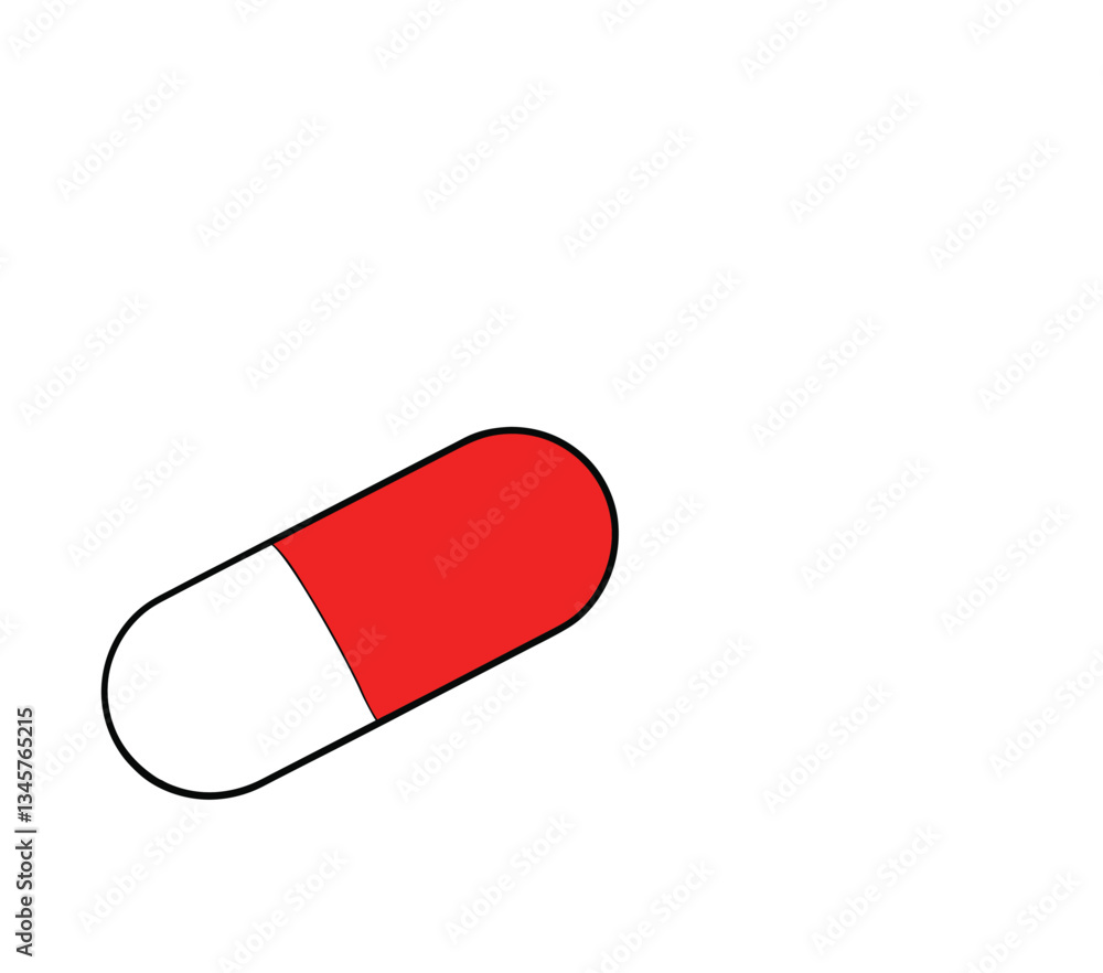 High Quality Red Pill Vector Illustration for Medical, Pharmaceutical, and Graphic Design Projects.