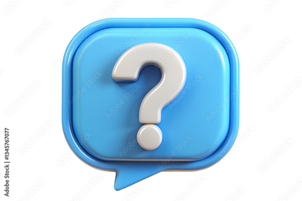3D Render of a Blue Speech Bubble with a White Question Mark 3D Render of a Blue Speech Bubble with a White Question Mark