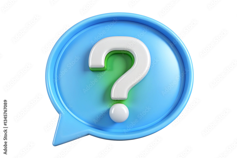3D Render of a Blue Speech Bubble with a White Question Mark Inside 3D Render of a Blue Speech Bubble with a White Question Mark Inside