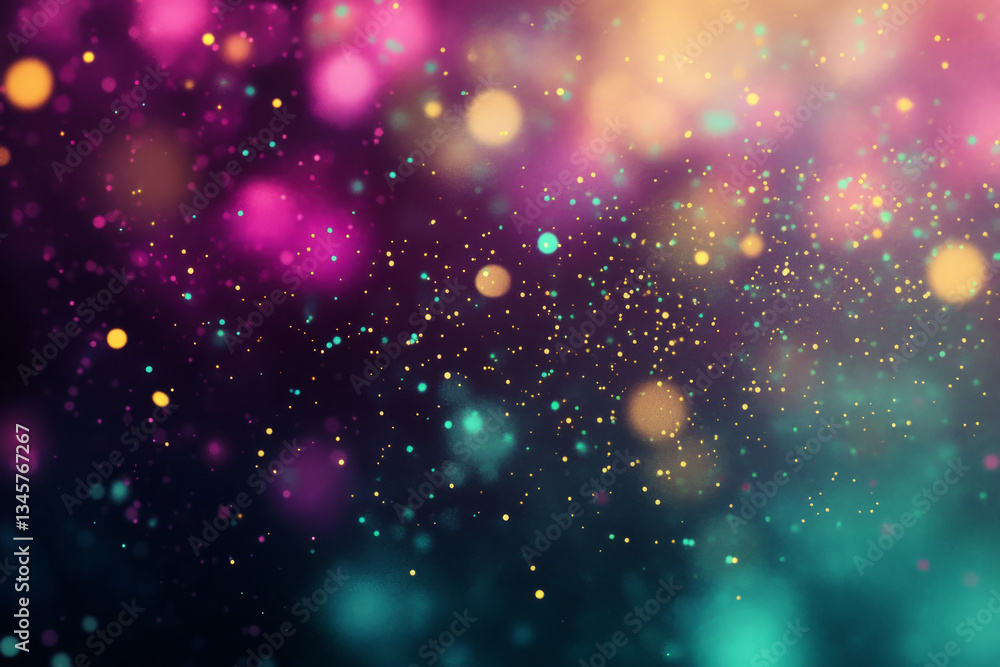 A bold, colorful abstract background with scattered, floating particles in vibrant neon hues. The weightless, glowing specks in bright jade, fiery magenta, and rich gold create a dynamic, celestial, A bold, colorful abstract background with scattered, floating particles in vibrant neon hues. The weightless, glowing specks in bright jade, fiery magenta, and rich gold create a dynamic, celestial,