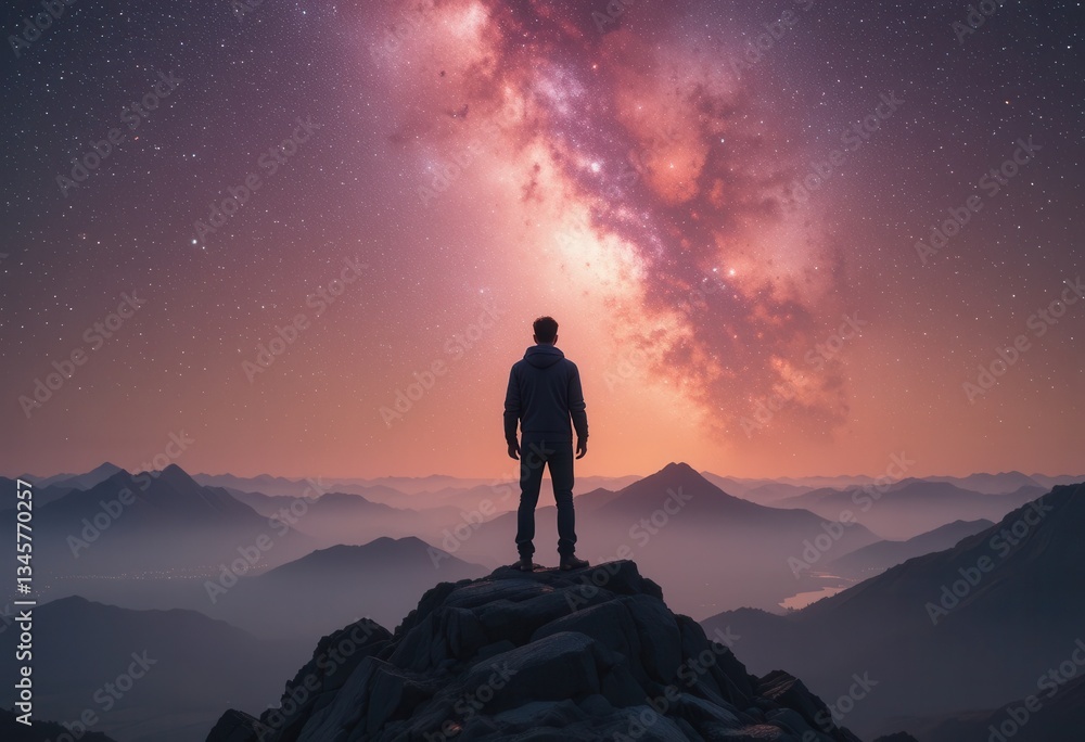Majestic view of the Milky Way over a mountain landscape at night Majestic view of the Milky Way over a mountain landscape at night