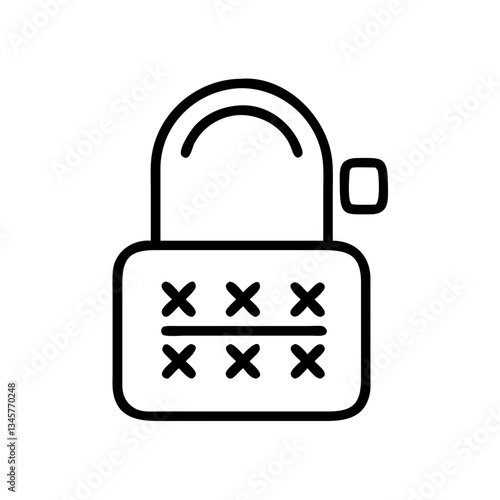 Minimalist padlock with combination schema on white background