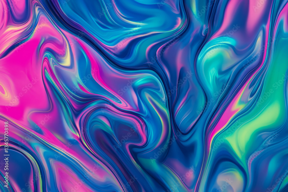 A mesmerizing, colorful abstract background with iridescent oil slick patterns. The swirling, fluid shapes in electric blue, neon green, and deep magenta create a hypnotic, dreamlike, and visually A mesmerizing, colorful abstract background with iridescent oil slick patterns. The swirling, fluid shapes in electric blue, neon green, and deep magenta create a hypnotic, dreamlike, and visually