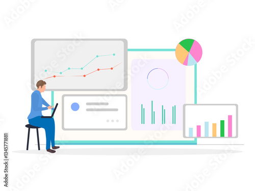 employee data management, vector illustration for web, presentation slides, print, etc