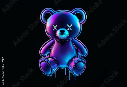 A Shiny Color Changing Animated Bear With Closed Eyes