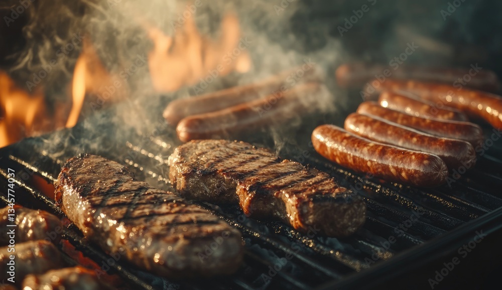 Grilling meats over fire Grilling meats over fire