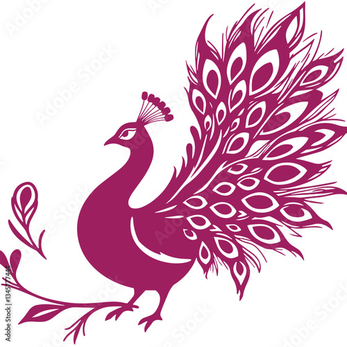 Elegant peacock vector logo symbolize beauty and grace perfect for stylish designs illustration.