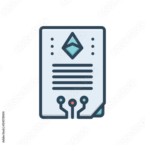 Color illustration icon for smart contract