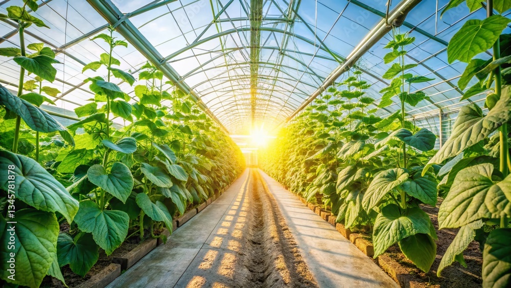 Vast Greenhouse Cucumber Cultivation: A Wide-Angle Perspective of Abundant Growth Vast Greenhouse Cucumber Cultivation: A Wide-Angle Perspective of Abundant Growth