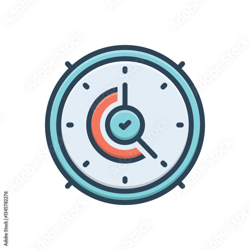 Color illustration icon for clock confirmation
