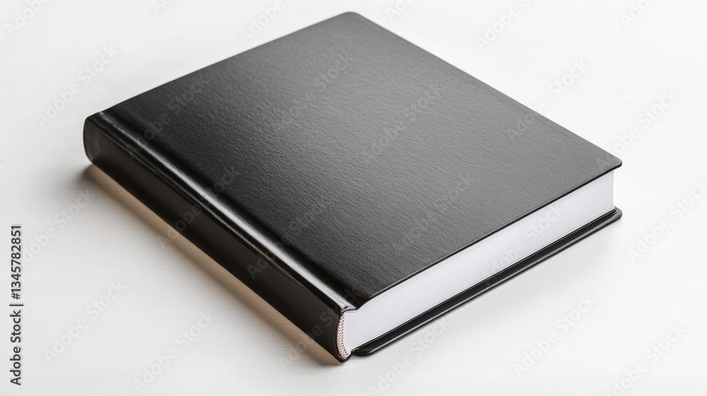 Black book, studio, flat lay, white background Black book, studio, flat lay, white background