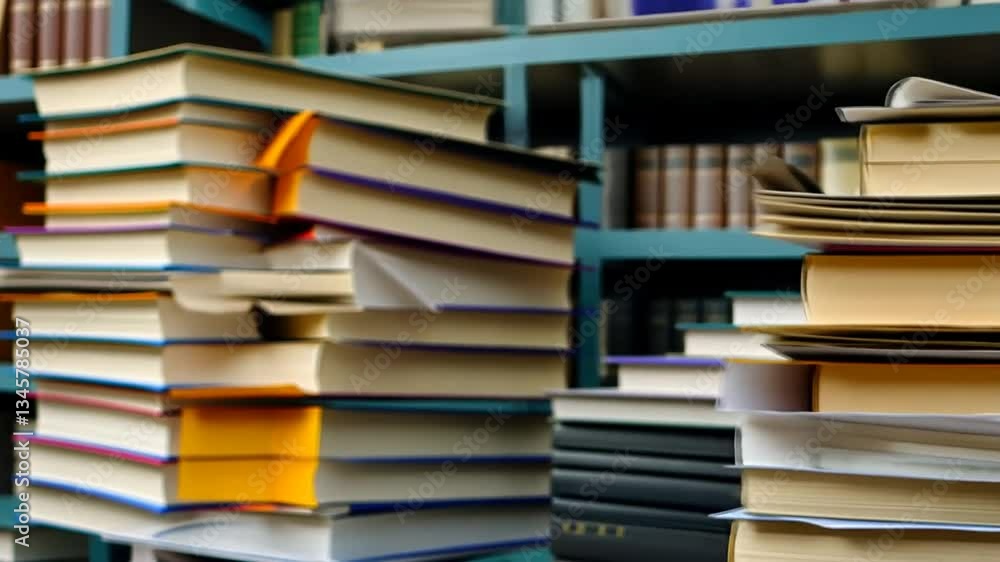 A Stack of Books and Documents on a Shelf A Stack of Books and Documents on a Shelf