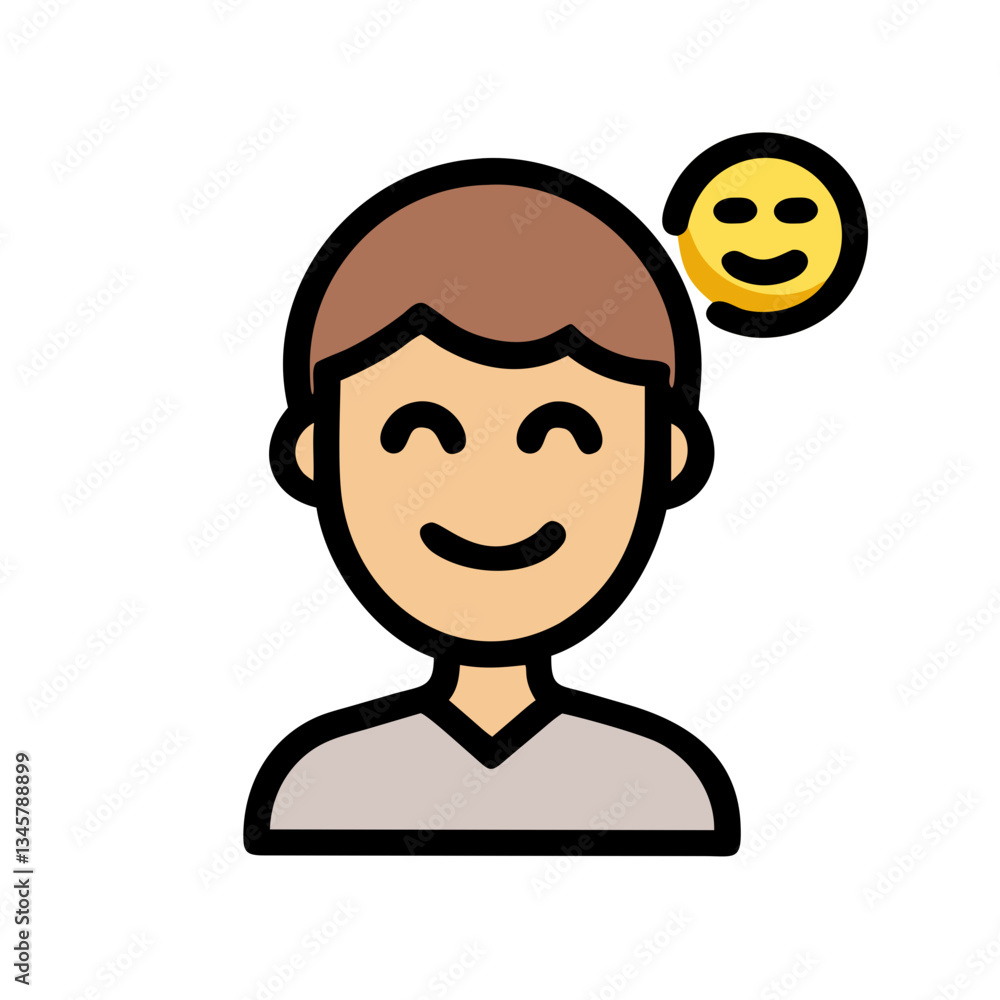 Smiling face icon with emoji for mental health visuals, emotional wellness apps, self-care content and mood tracking designs
Smiling face icon with emoji for mental health visuals, emotional wellness apps, self-care content and mood tracking designs