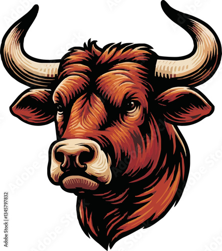 head bull vector colored ilustration on tranparant background.png